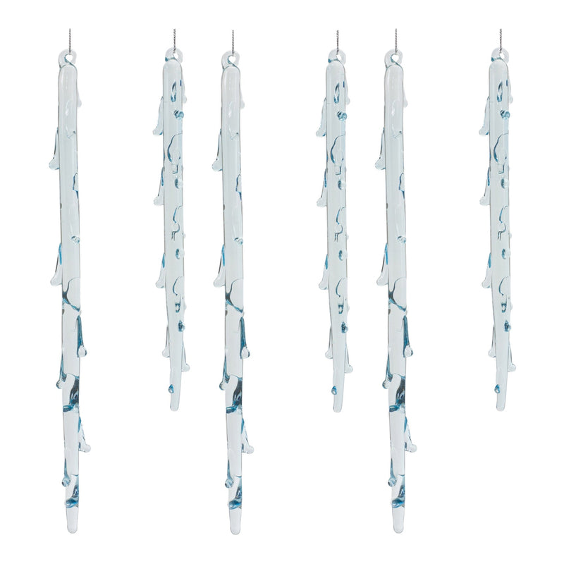 Melted Glass Icicle Drop Ornament (Set of 6)