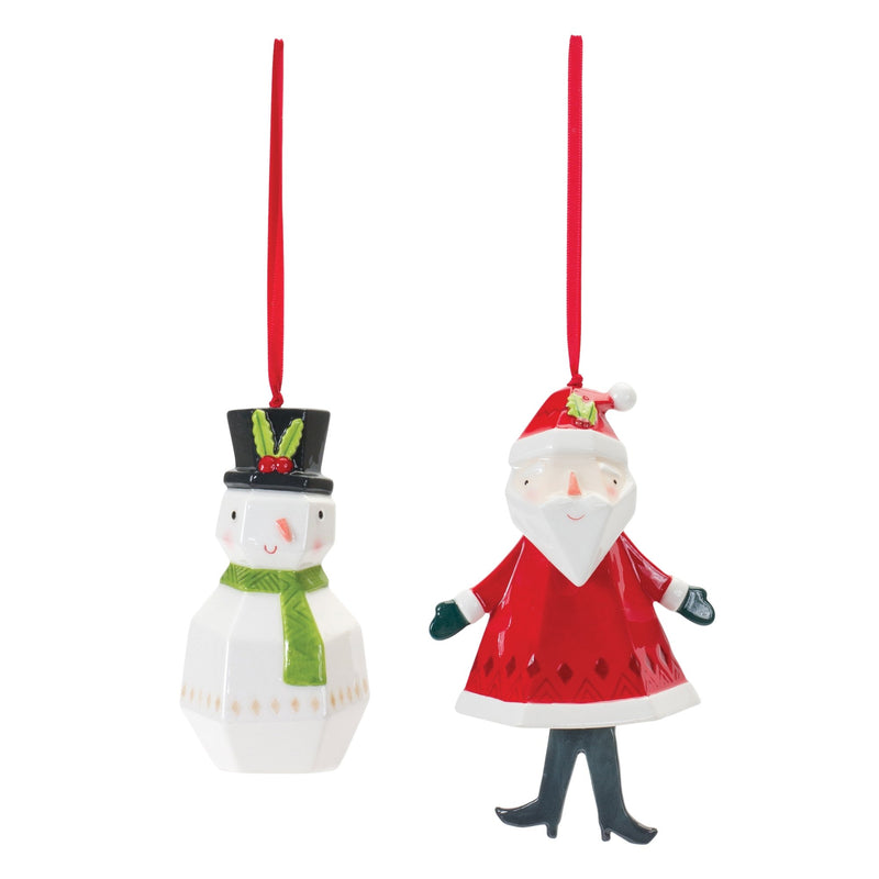 Whimsical Santa and Snowman Ornament (Set of 6)