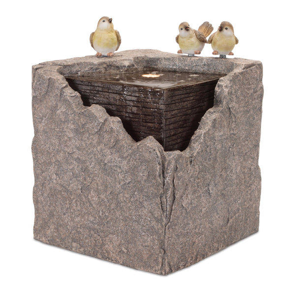 Melrose Bubbling Stone Fountain with Bird Accents 19"H