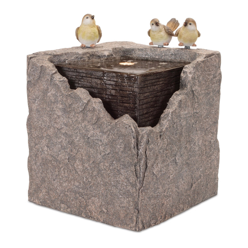 Melrose Bubbling Stone Fountain with Bird Accents 19"H