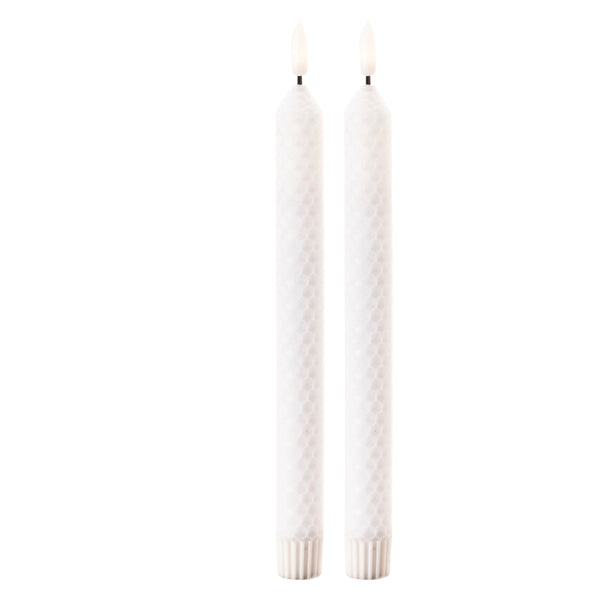 Melrose FIA Wick White Textured Taper Candle (Set of 2)