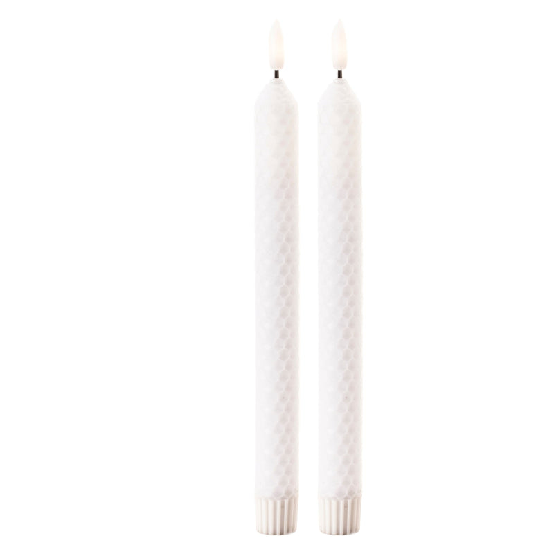 Melrose FIA Wick White Textured Taper Candle (Set of 2)