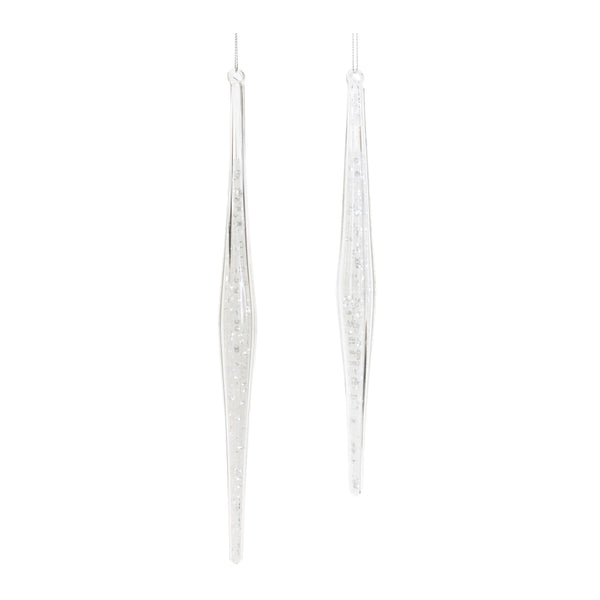 Melrose Clear Glass Icicle Drop Ornament (Set of 6)