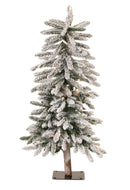 Melrose LED Flocked Alpine Pencil Tree with Metal Base 3'H