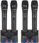 VocoPro UHR9 4 UHF Handheld Rechargeable Microphones with Charging Stations