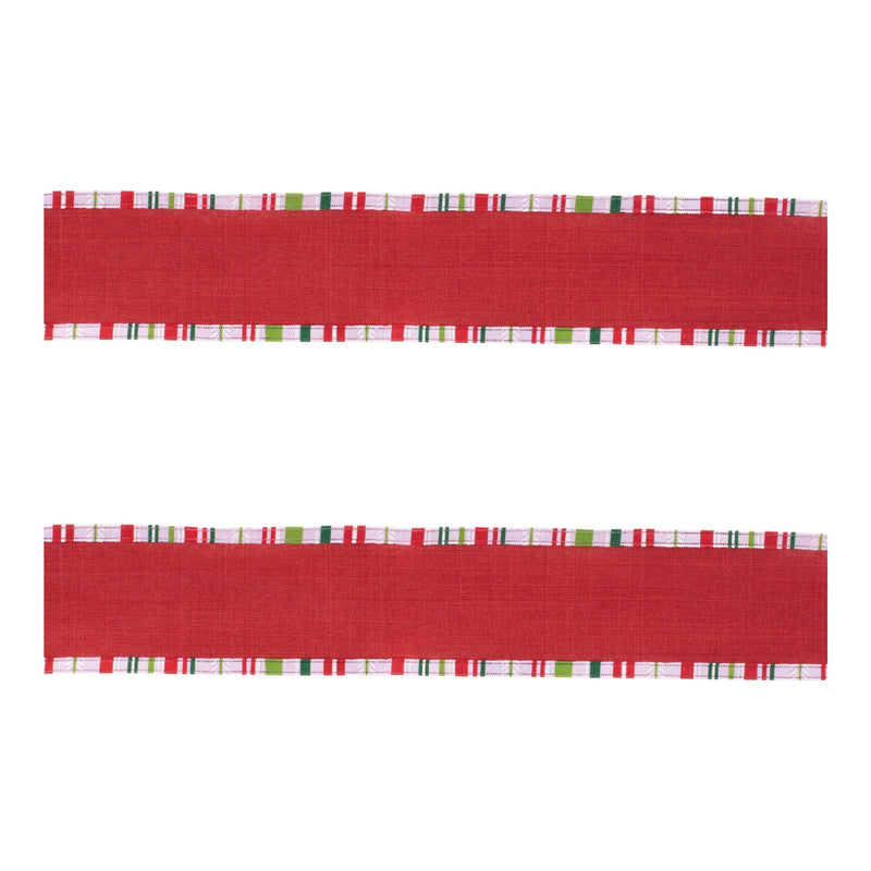 Melrose Striped Trim Wired Ribbon (Set of 2)