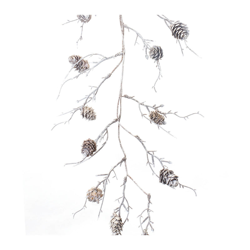 Melrose Flocked Pinecone Twig Garland (Set of 2)