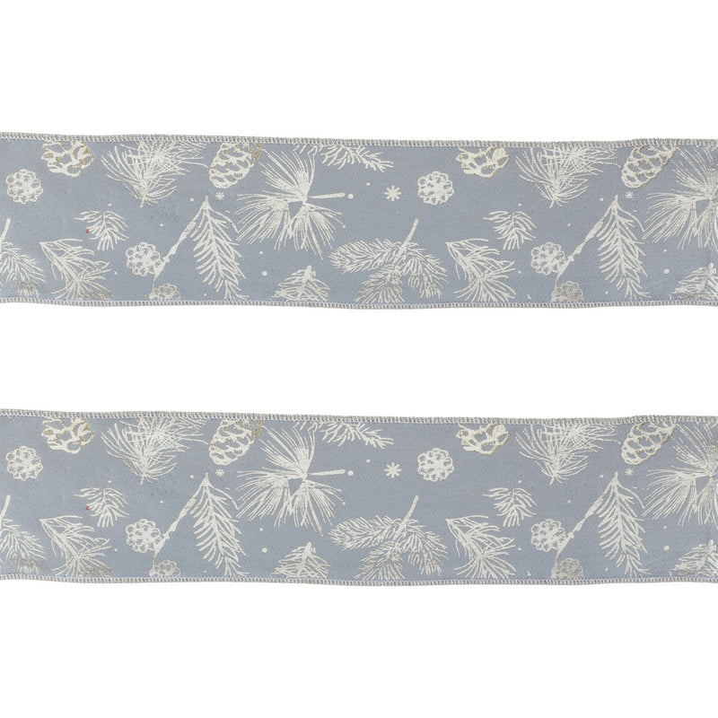 Melrose Pine and Pinecone Print Wired Ribbon (Set of 2)