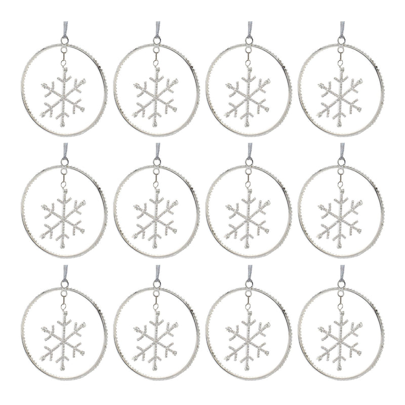 Melrose Jeweled Metal Hanging Snowflake Ornament (Set of 12)