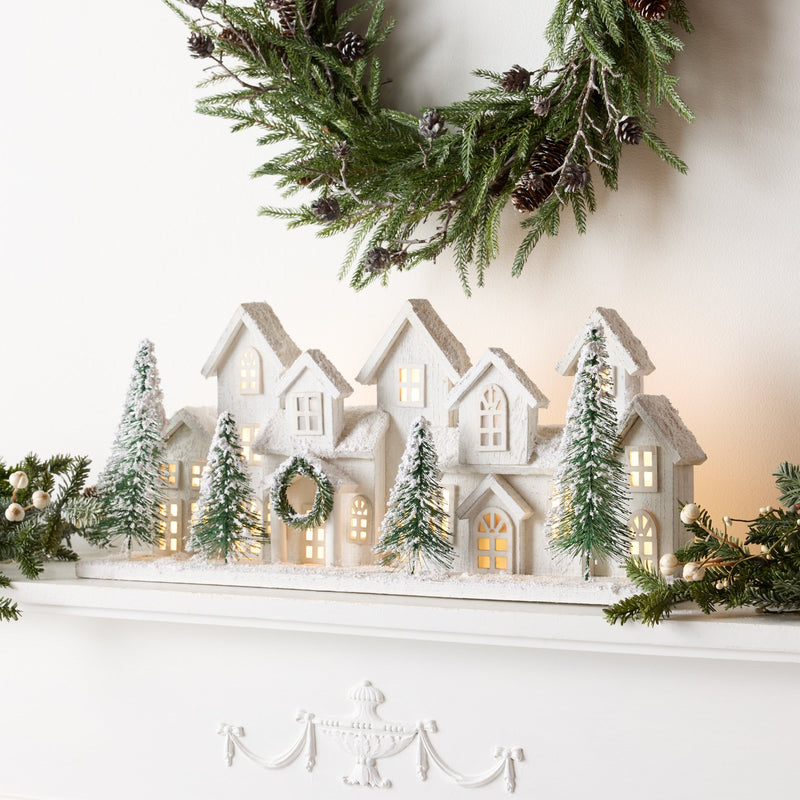 Melrose LED Flocked Winter Village Display 23"L