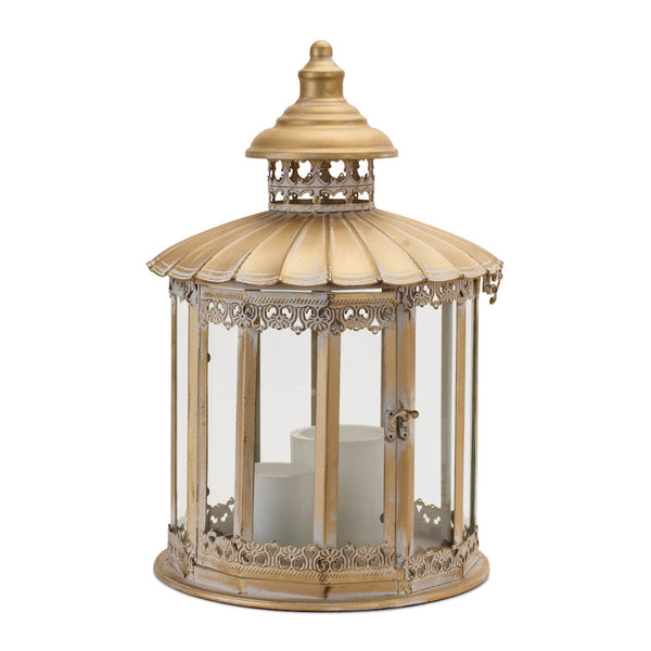 Melrose Vintage Metal Lantern Rose Gold  Yellow