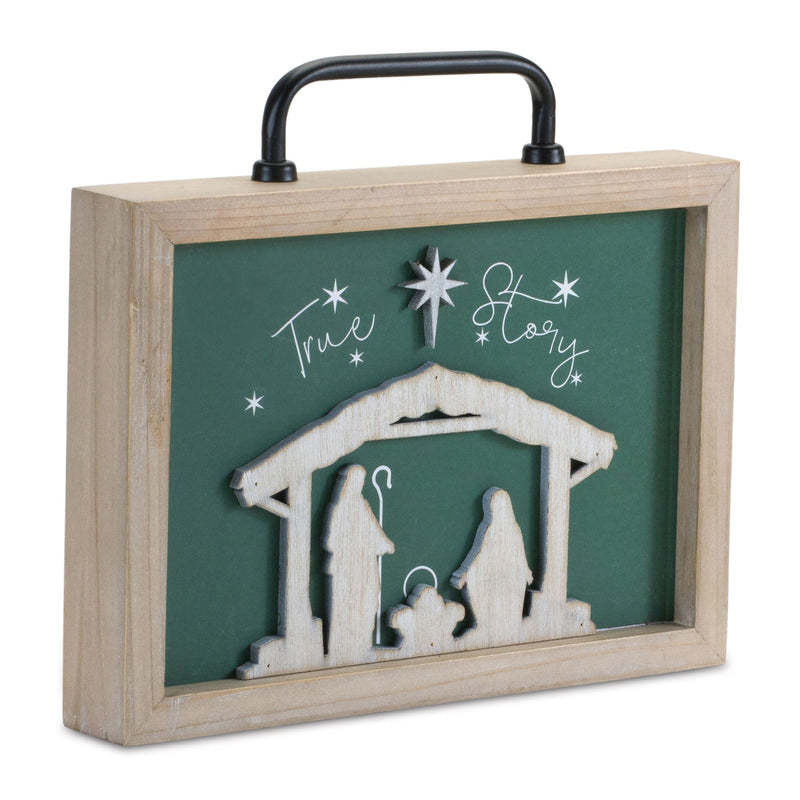 Melrose Wood "True Story" Nativity Plaque with Handle 9.5"L