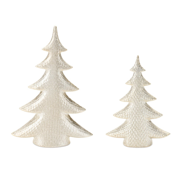 Melrose Porcelain Shimmer Pine Tree (Set of 2)