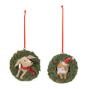Melrose Playful Cat and Dog in Pine Wreath Ornament (Set of 4)