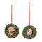 Melrose Playful Cat and Dog in Pine Wreath Ornament (Set of 4)
