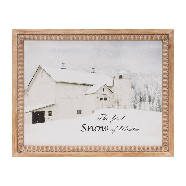 Melrose Framed First Snow Barn Print 18"L