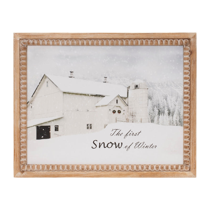 Melrose Framed First Snow Barn Print 18"L