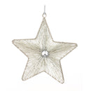 Silver Beaded Metal Star Ornament (Set of 12)