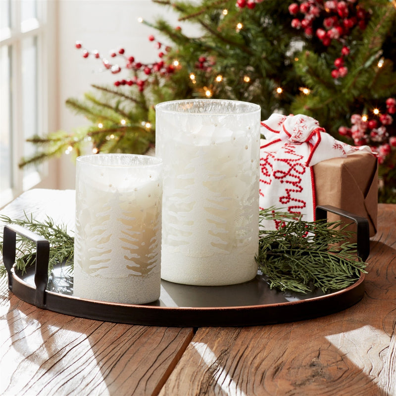 Melrose Frosted Votive Candle Holder with Snowy Forest (Set of 4)