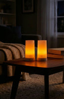 Melrose LED Orange Flickering Light Pillar Candle with Remote (Set of 2)
