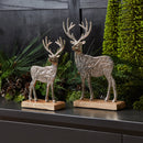 Melrose Metal Deer Silhouette with Wood Base (Set of 2)