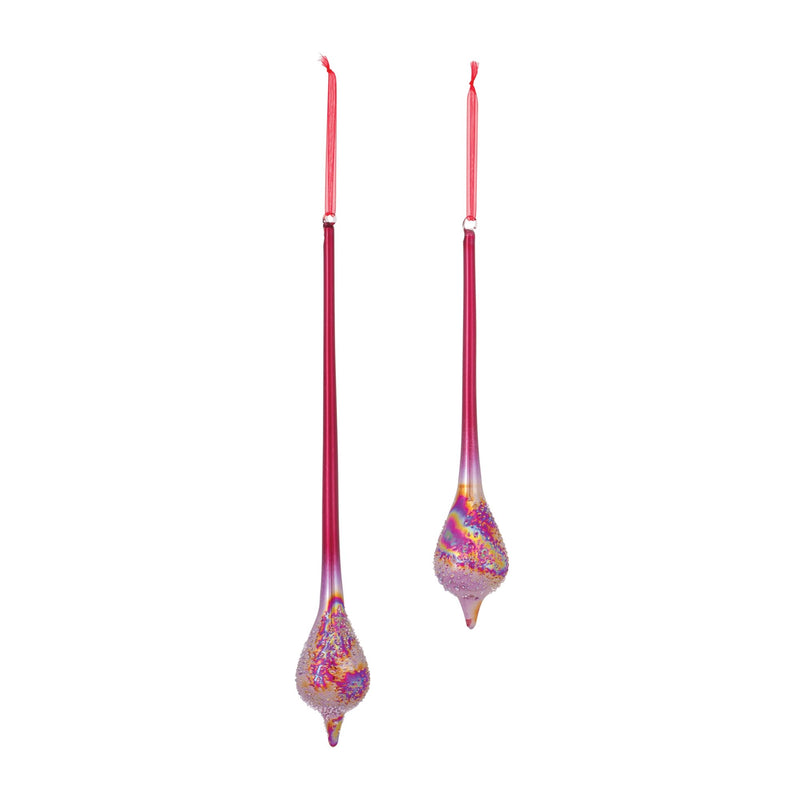 Irredescent Glass Drop Ornament (Set of 12)