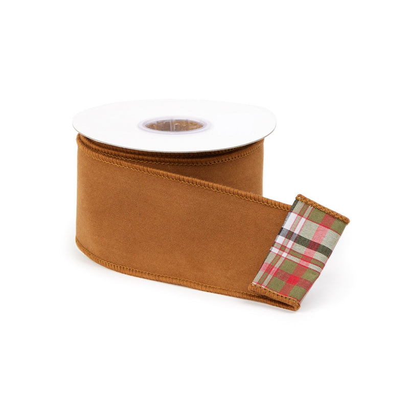 Melrose Burnt Orange Polyester Wired Ribbon (Set of 2)