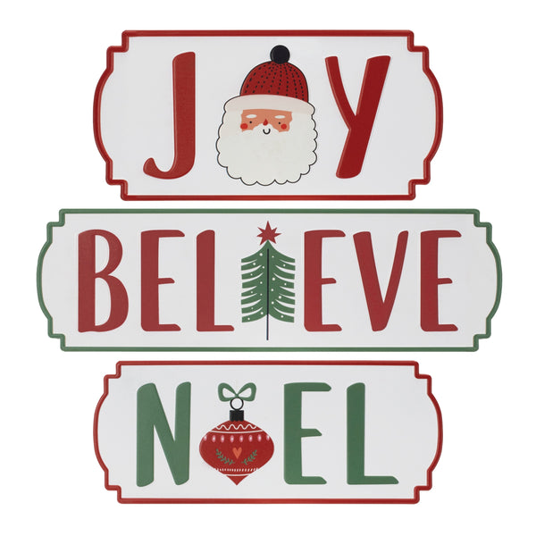 Melrose Metal Holiday Sentiment Plaque (Set of 3)