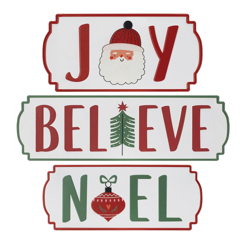 Melrose Metal Holiday Sentiment Plaque (Set of 3)