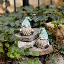 Melrose Stone Garden Gnome Figurine with Flower Stem Accent (Set of 4)
