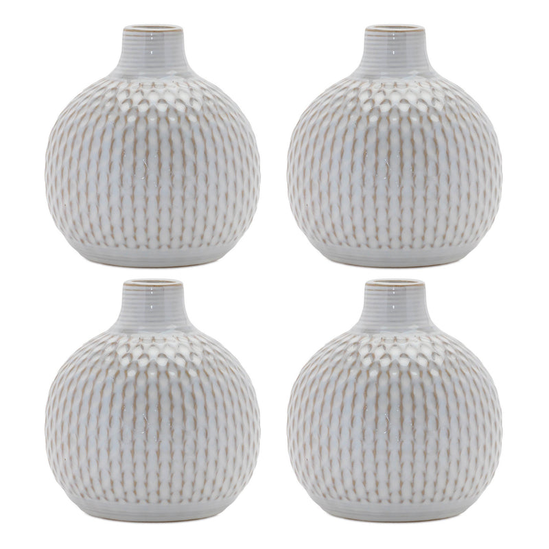 Melrose Notched Ceramic Bottle Vase (Set of 4)