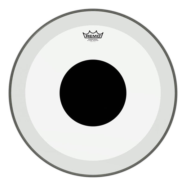 Remo Powerstroke 3 Clear 20" Bass Drumhead w/ Top Black Dot - P3-1320-10