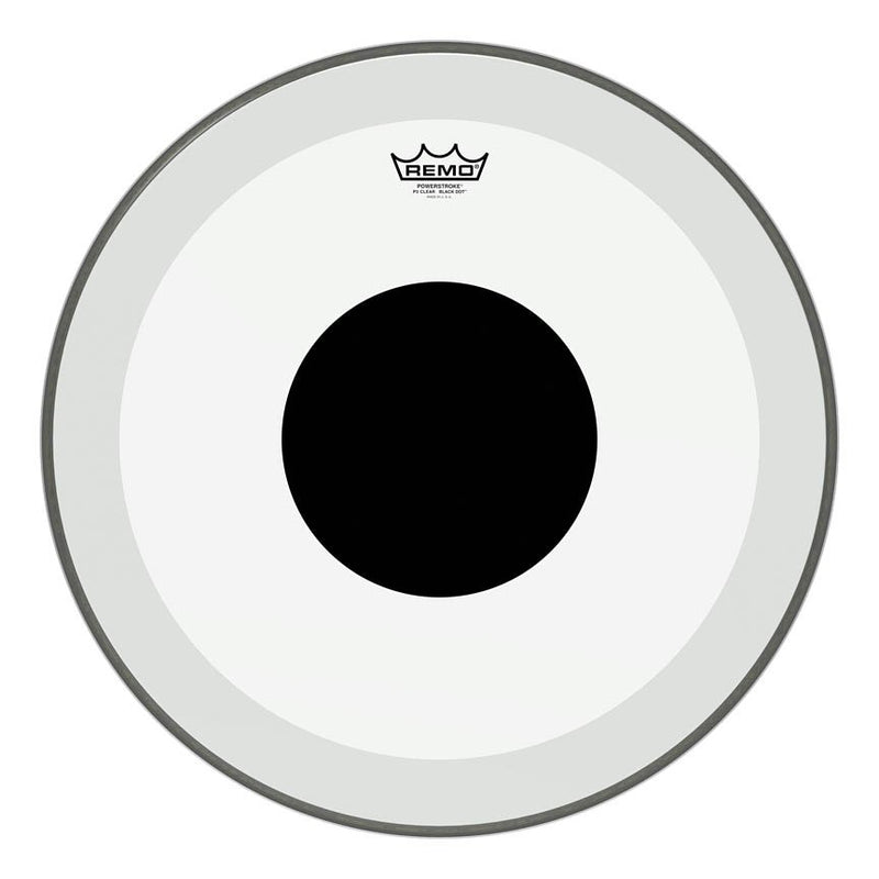 Remo Powerstroke 3 Clear 20" Bass Drumhead w/ Top Black Dot - P3-1320-10