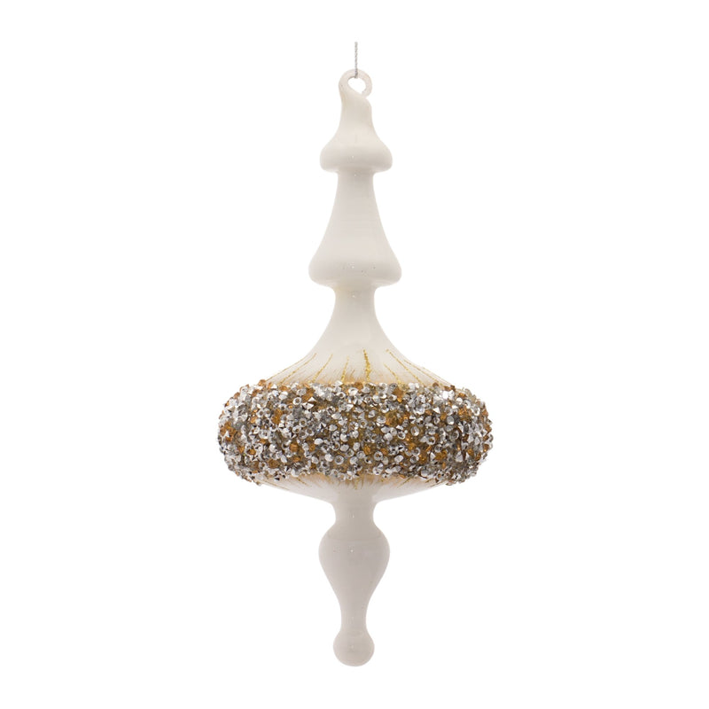 Melrose Modern Glass Finial Ornament with Gold Bead Accent (Set of 6)