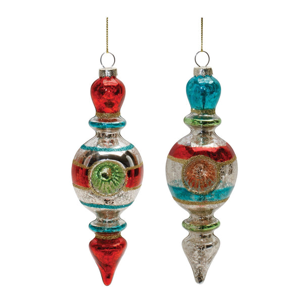 Multicolor Mercury Glass Reflector Drop Ornament (Set of 12)