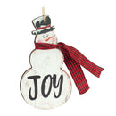 Melrose Metal Snowman Sentiment Ornament with Scarf (Set of 6)