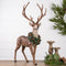Melrose Holiday Standing Deer Figurine with Wreath Accent (Set of 2)