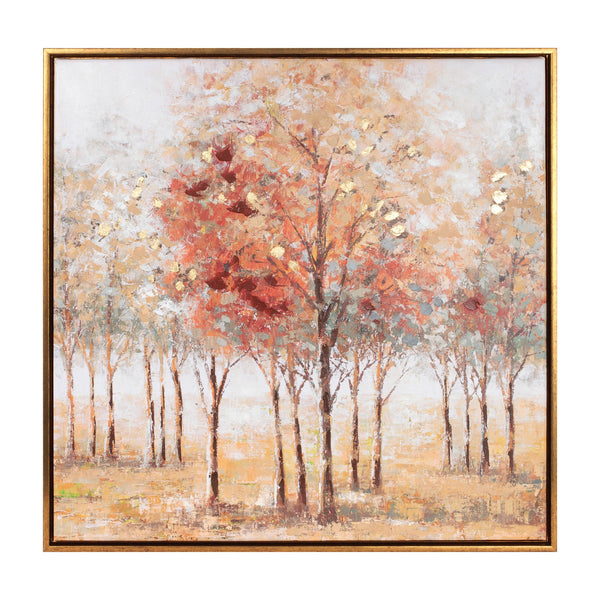 Melrose Framed Tree Landscape Wall Canvas 24"SQ, Wood