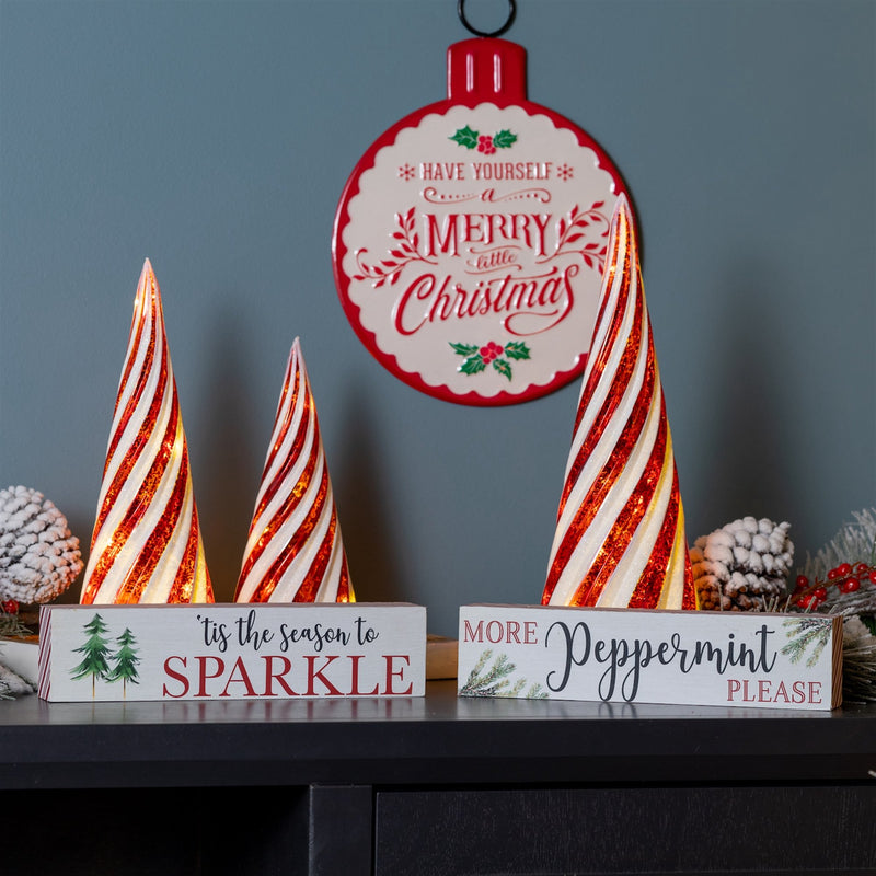 Melrose Holiday Peppermint Sentiment Sign (Set of 2)