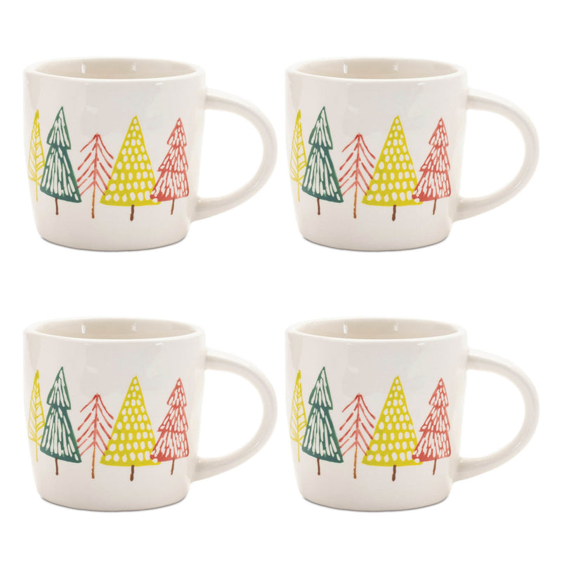 Melrose Ceramic Pine Tree Print Mug (Set of 4)