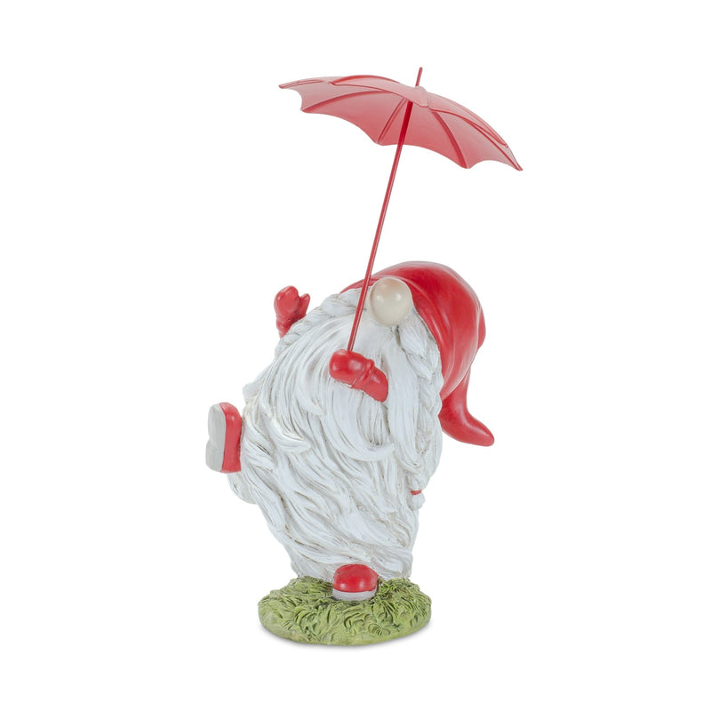 Melrose Whimsical Dancing Garden Gnome Figurine with Umbrella (Set of 4)
