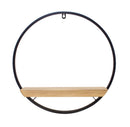 Melrose Wood Circle Shelf in Metal Frame 17.5"D Wall Decor, Modern, Wood, Metal