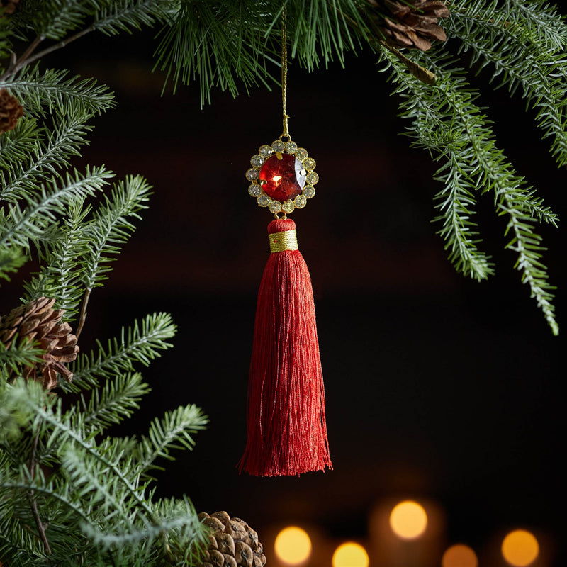 Melrose Holiday Jewel Tassle Ornament (Set of 6)