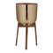 Melrose Round Metal Planter with Wooden Stand Set of 2 Planter