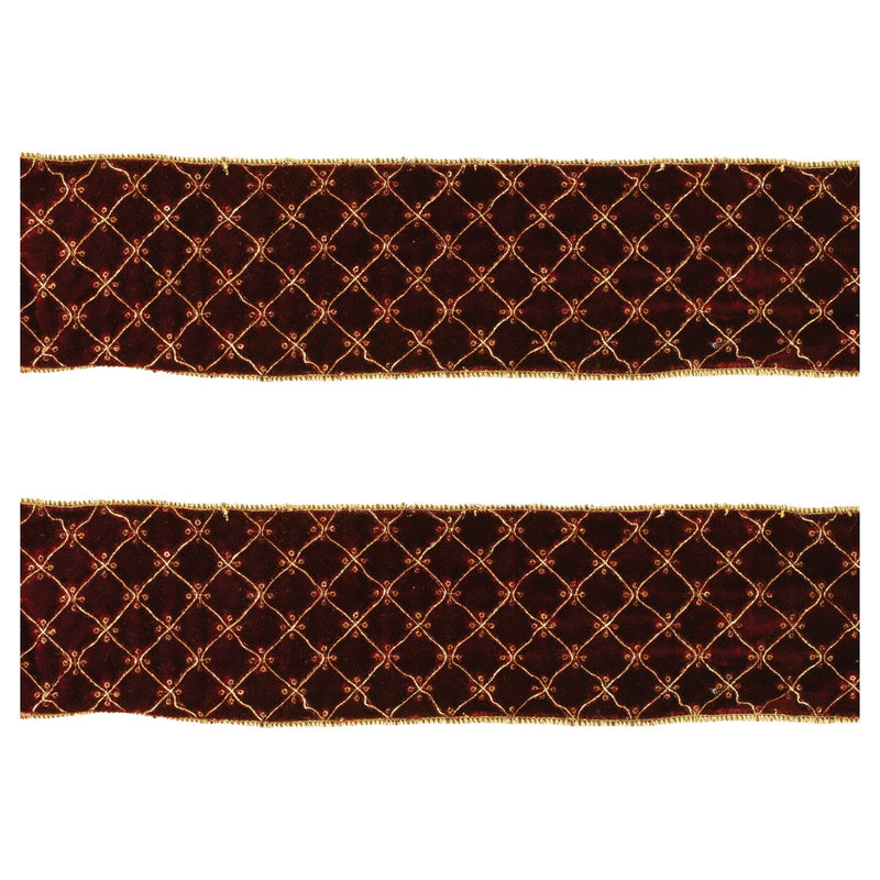 Melrose Ornate Diamond Pattern Wired Ribbon (Set of 2)