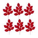Melrose Red Flocked Magnolia Leaf Spray (Set of 6)