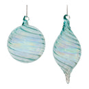 Blue Iridescent Swirl Glass Ornament (Set of 6)