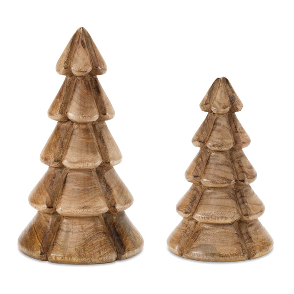 Melrose Modern Wood Pine Tree (Set of 2)