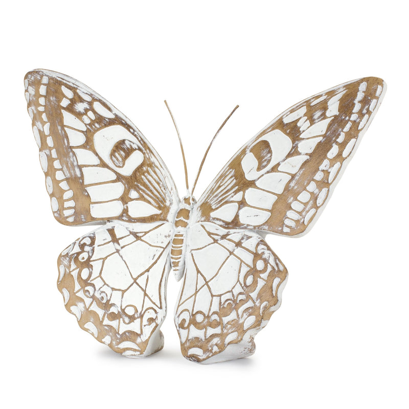 Melrose Stone Butterfly Shelf Sitter with White Washed Finish (Set of 3)