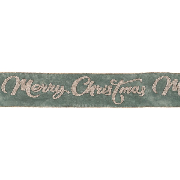 Melrose Glittered Merry Christmas Wired Ribbon 4" x 5 Yds.
